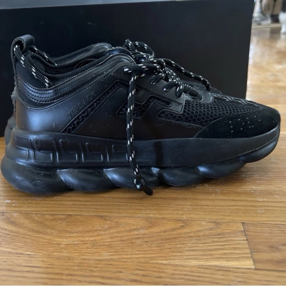 Versace Men's Black Chain Reaction Medusa Textured Sneakers